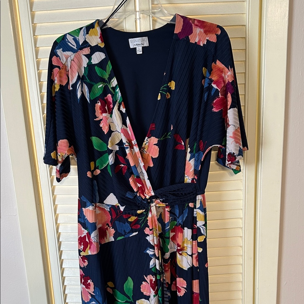 Robbie Bee Dark Blue Floral Maxi Dress